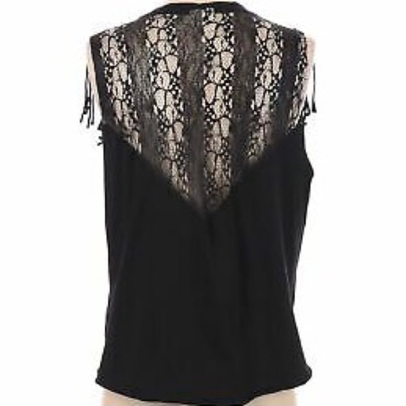 Urban Renewal + UO Black Fringed Lacey V-Neck Top - Picture 3 of 6